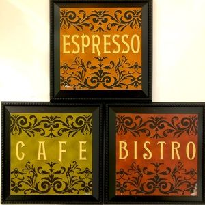 Kitchen Decor! Three different frames sold as a lot
